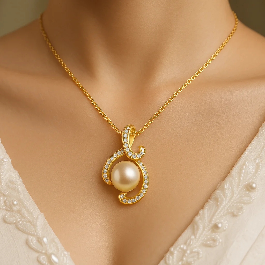 MẶT DÂY CHUYỀN NGỌC TRAI VÀNG 18K 8MM